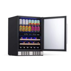 NewAir 24” Wide Built-in 20 Bottle and 70 Cans Dual Zone Wine and Beverage Fridge AWB-400DB