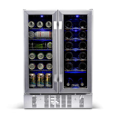 NewAir 24” Wide Built-in 18 Bottle and 58 Cans Dual Zone Wine and Beverage Fridge AWB-360DB