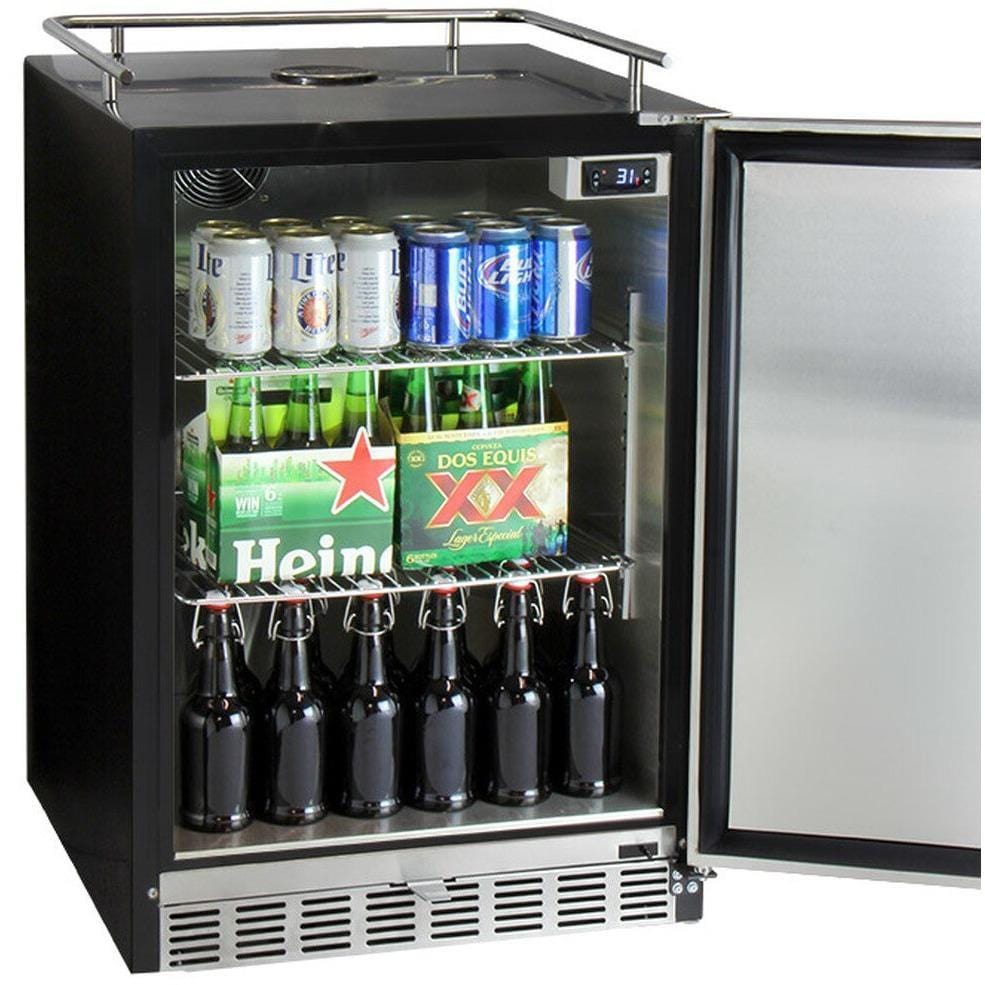 Kegco 24" Wide Stainless Steel Built-In Single Tap  Kegerator HK38BSU-L-1