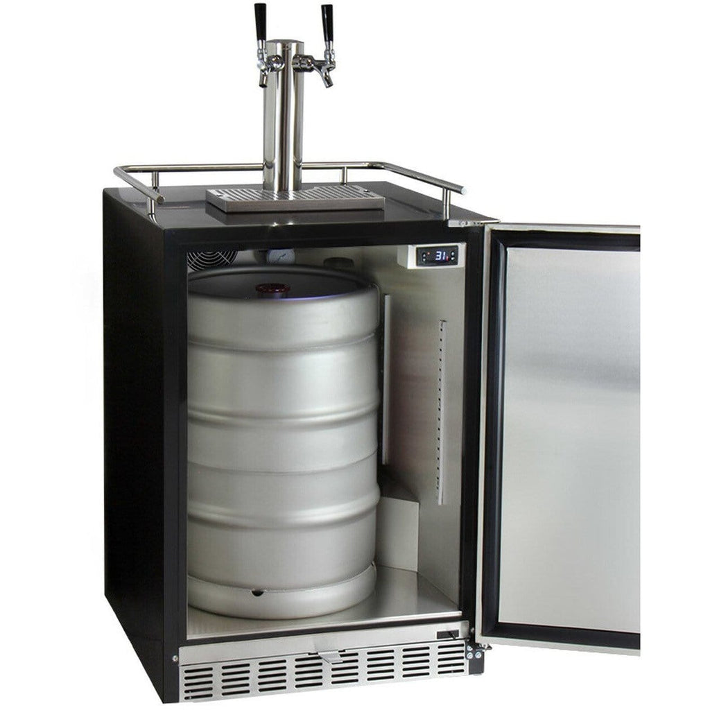 Kegco 24" Wide Stainless Steel Built-In Dual Tap Kegerator HK38BSU-2