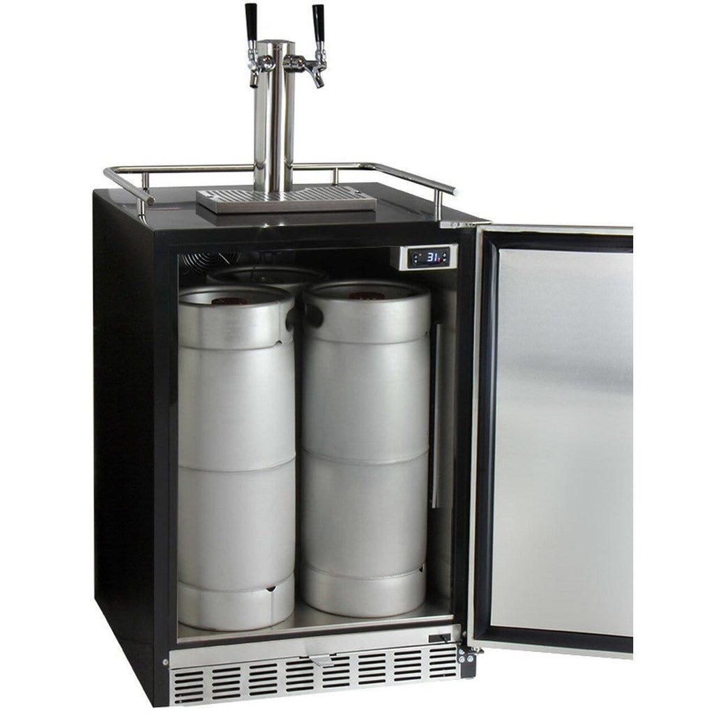 Kegco 24" Wide Stainless Steel Built-In Dual Tap Kegerator HK38BSU-2