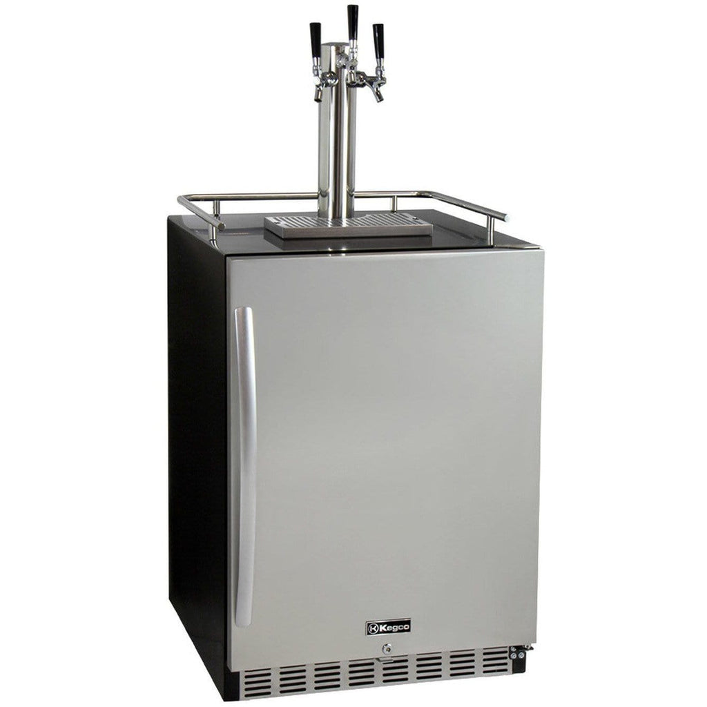Kegco 24" Wide Stainless Steel Built-In Triple Tap Kegerator HK38BSU-3