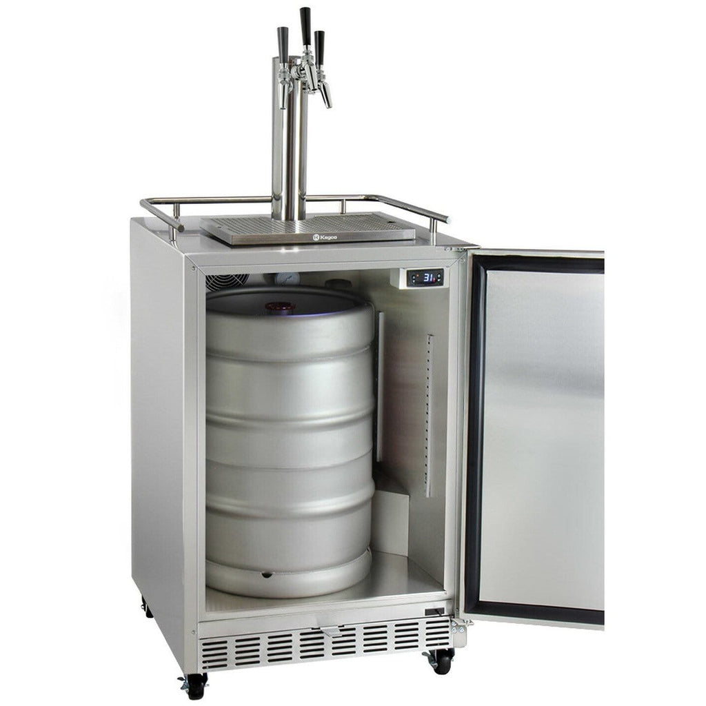 Kegco 24" Wide Stainless Steel Triple Tap Commercial Kegerator HK38SSC-3