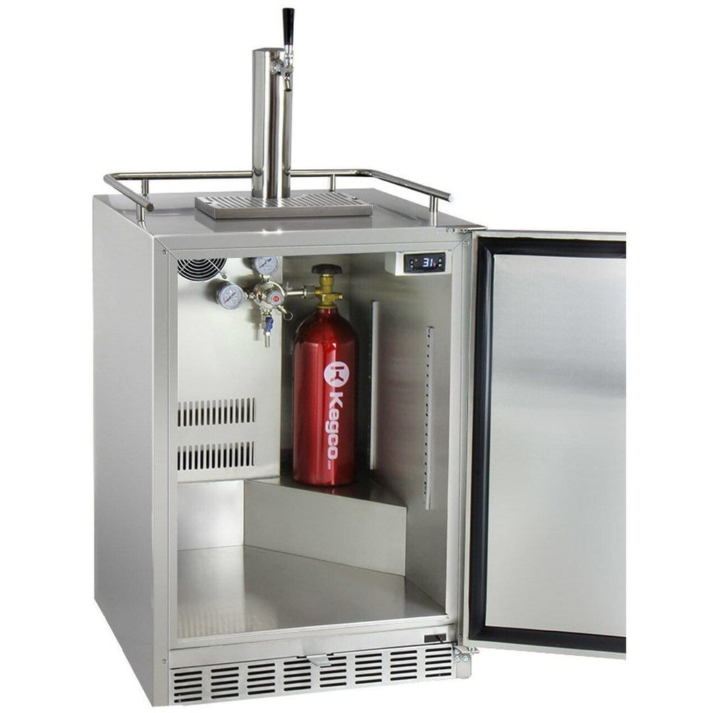 Kegco 24" Wide Stainless Steel Outdoor Built-In Single Tap Kegerator HK38SSU-1
