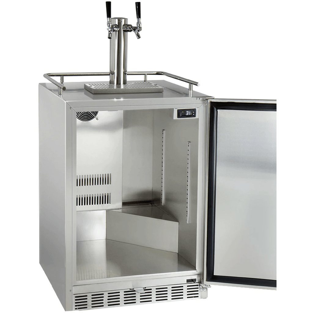 Kegco 24" Wide Stainless Steel Outdoor Built-In Dual Tap Kegerator HK38SSU-2