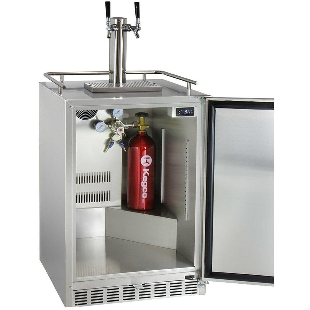 Kegco 24" Wide Stainless Steel Outdoor Built-In Dual Tap Kegerator HK38SSU-2