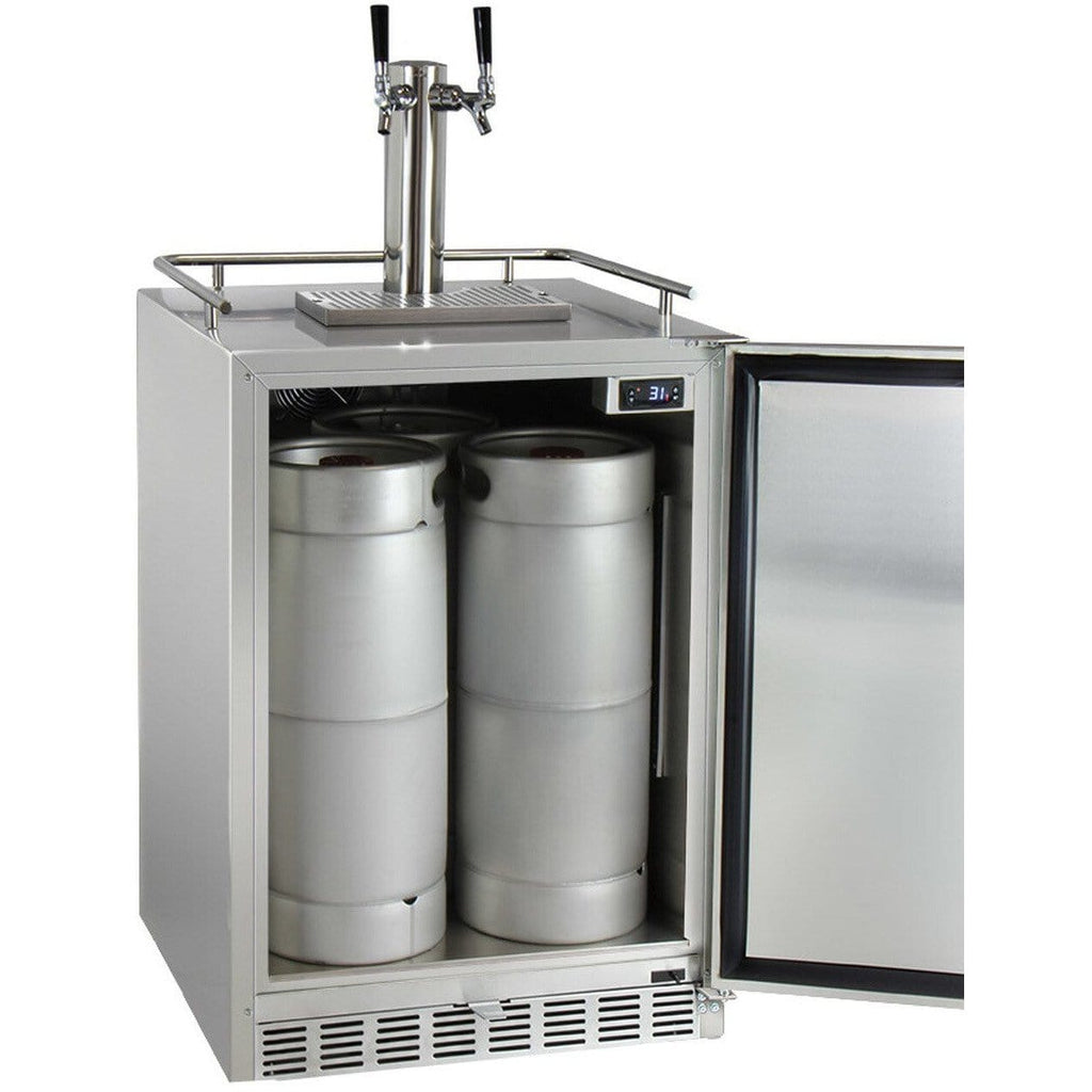 Kegco 24" Wide Stainless Steel Outdoor Built-In Dual Tap Kegerator HK38SSU-2