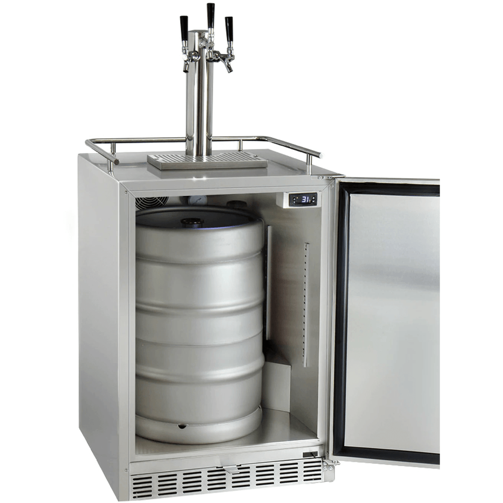 Kegco 24" Wide Stainless Steel Outdoor Built-In Triple Tap Kegerator HK38SSU-3