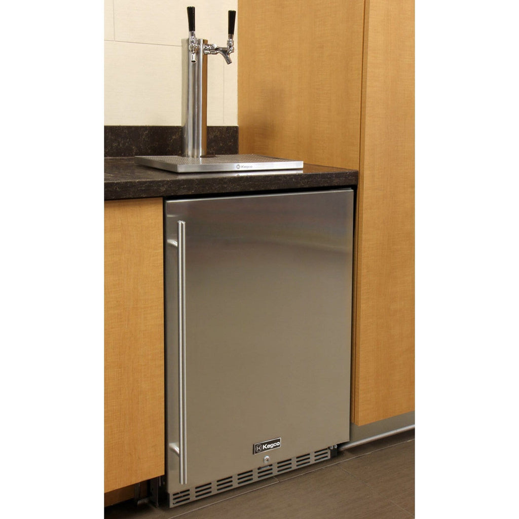 Kegco 24" Wide Stainless Steel Built-In Dual Tap Kegerator HK38BSU-2