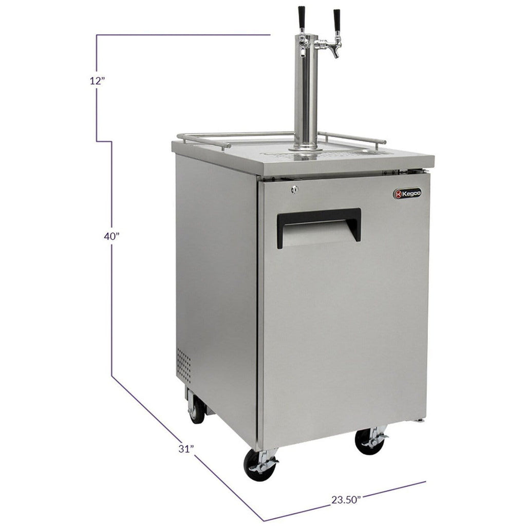 Kegco 24" Wide Homebrew Stainless Steel Dual Tap Commercial Kegerator HBK1XS-2K