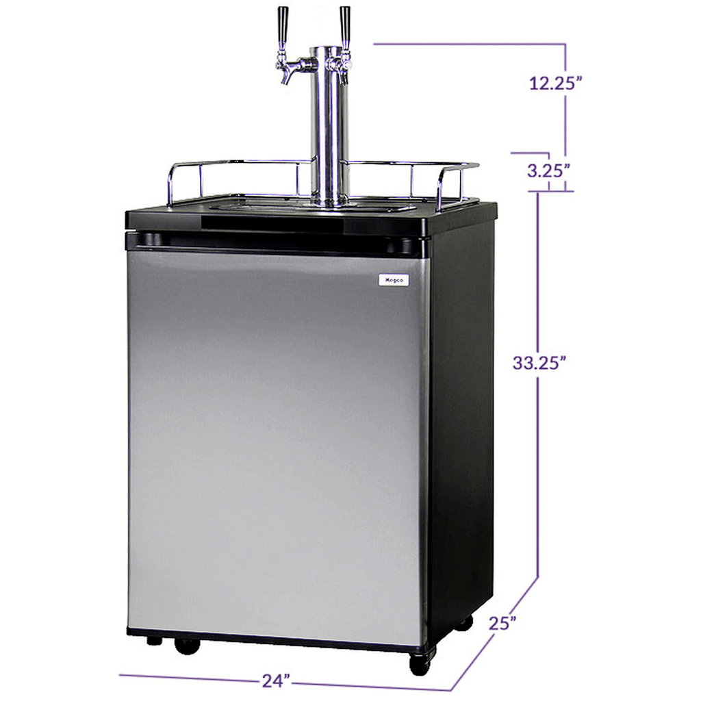Kegco 24" Wide Kombucha Stainless Steel Dual Tap Kegerator KOM20S-2