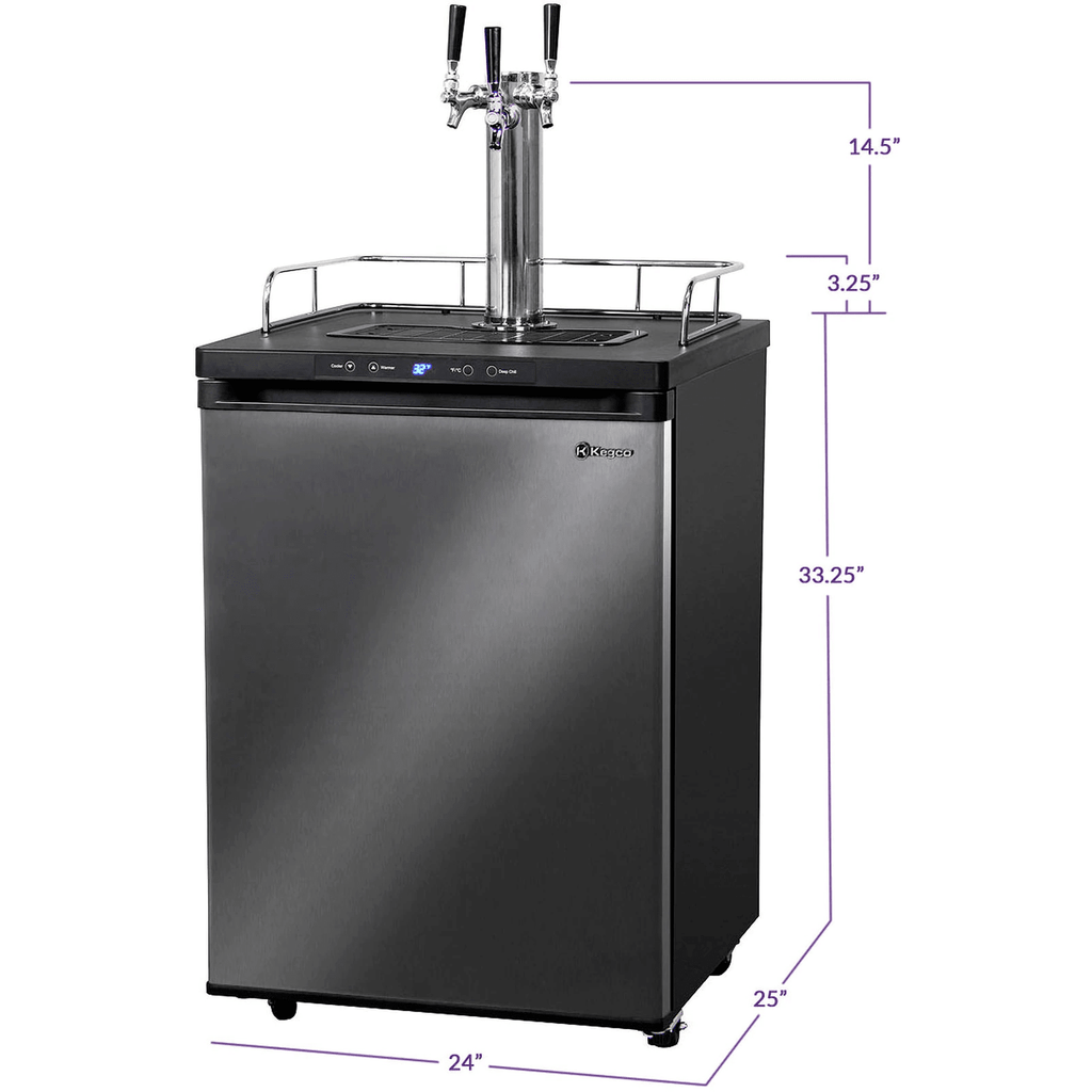 Kegco 24" Wide Homebrew Stainless Steel Triple Tap Kegerator HBK309X-3K
