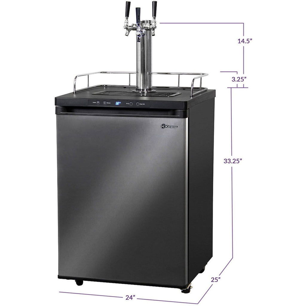 Kegco 24" Wide Kombucha Stainless Steel Triple Tap Digital Kegerator KOM30X-3