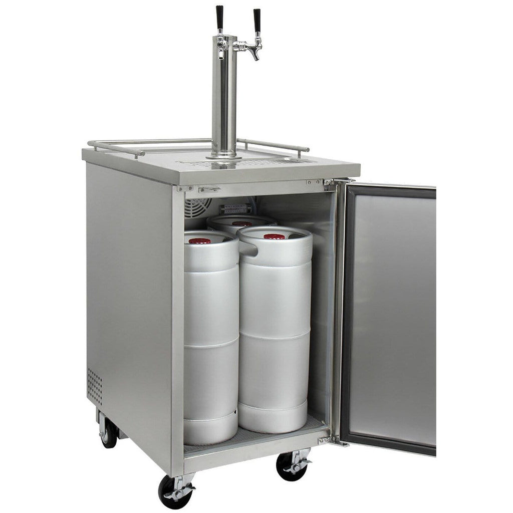 Kegco 24" Wide Kombucha Stainless Steel Dual Tap Commercial Kegerator KOMC1S-2