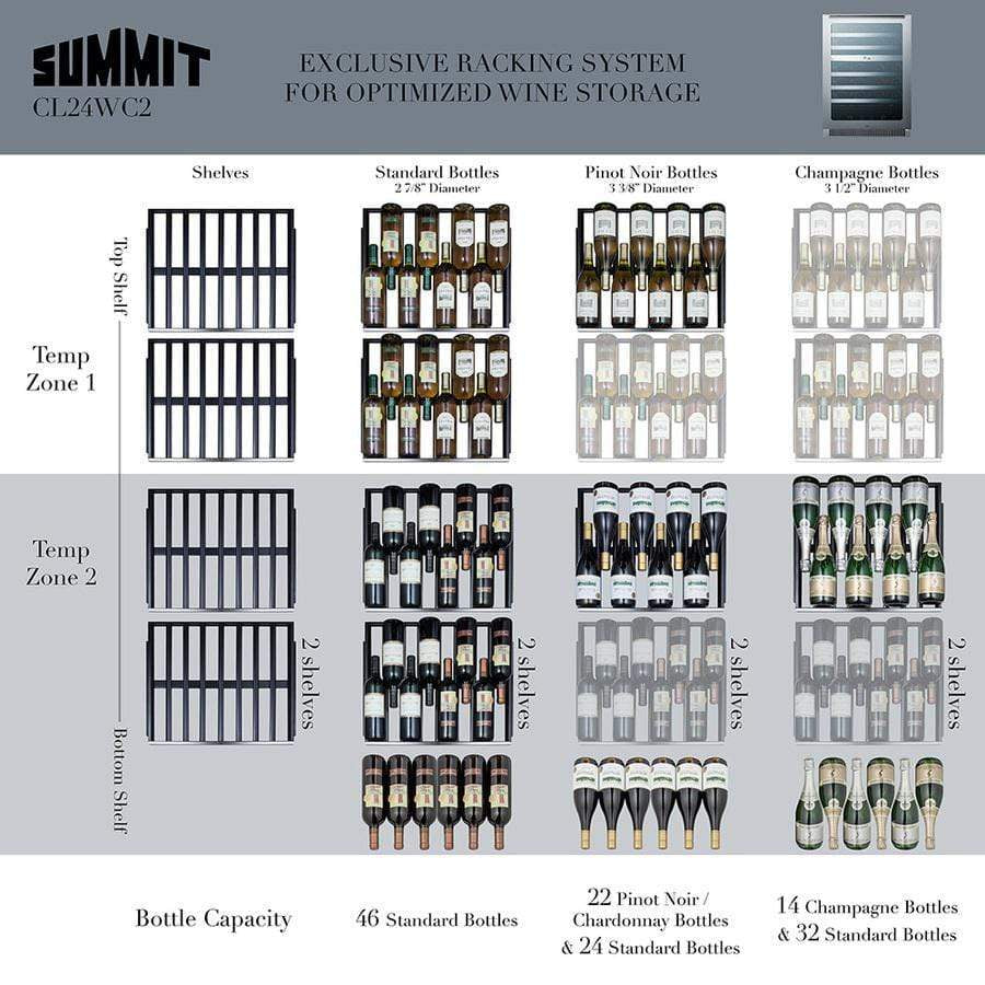 Summit Appliance Black 24" Wide Built-In Wine Cellar CL24WC2