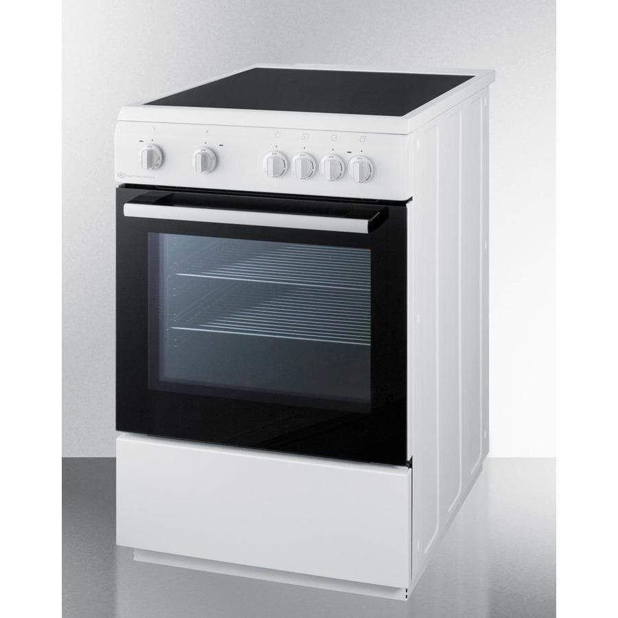 Summit Appliance White 24" Wide Smooth Top Freestanding Electric Range CLRE24WH
