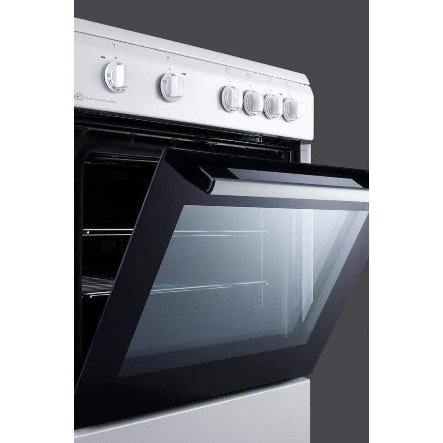 Summit Appliance White 24" Wide Smooth Top Freestanding Electric Range CLRE24WH