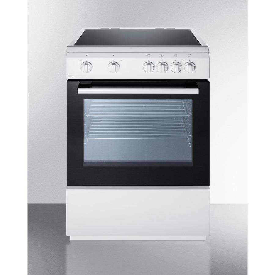 Summit Appliance White 24" Wide Smooth Top Freestanding Electric Range CLRE24WH