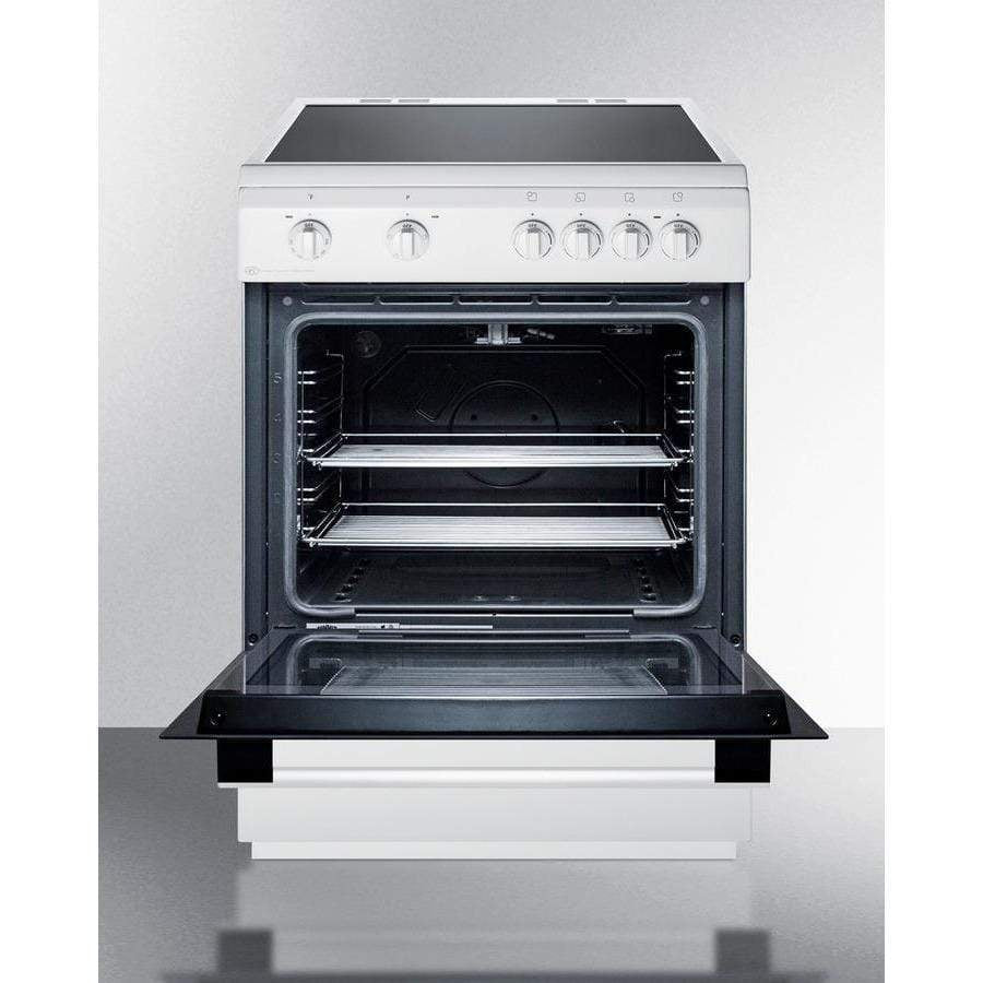 Summit Appliance White 24" Wide Smooth Top Freestanding Electric Range CLRE24WH