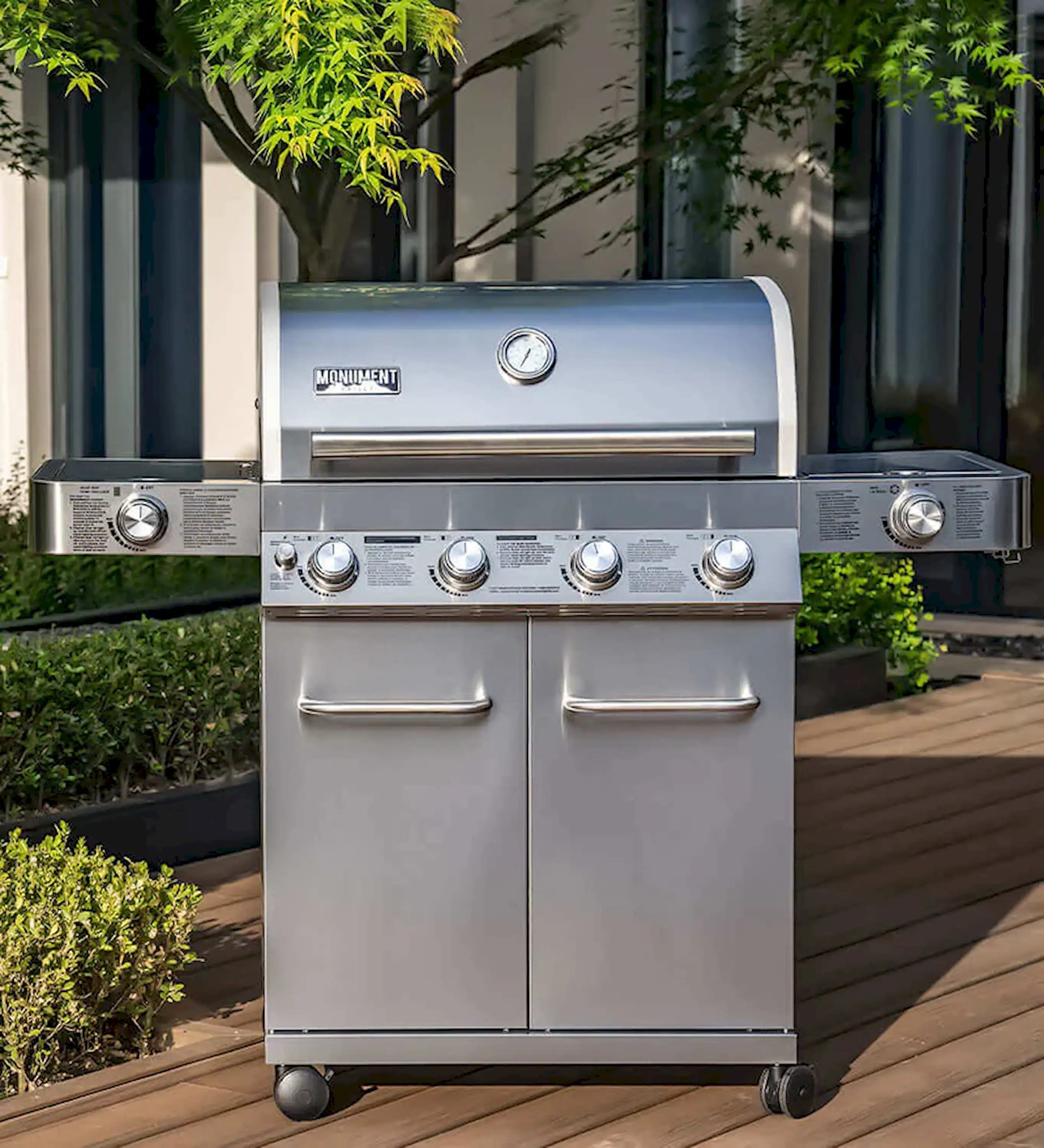 Monument Grills Classic 24367 Infrared Propane Gas Grill in Stainless Steel with 4 Burners & 2 Side Burners