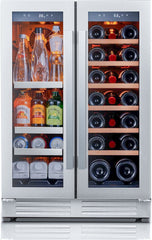 24" Dual Zone Wine and Beverage Refrigerator – 60 Can & 20 Bottle Stainless Steel Cooler