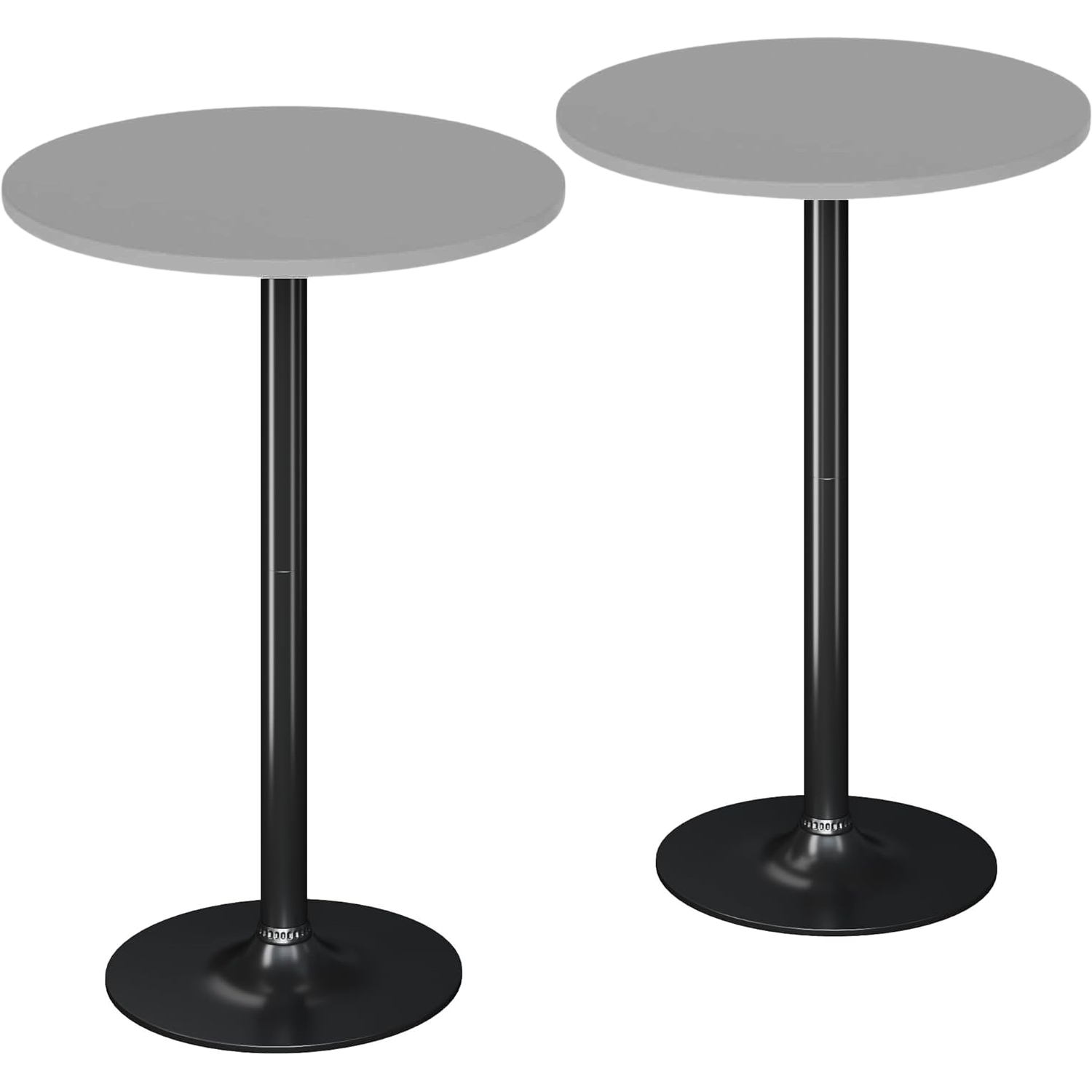 Set of 2 Round Bistro Bar Tables – Modern Counter-Height Cocktail Tables with Metal Base
