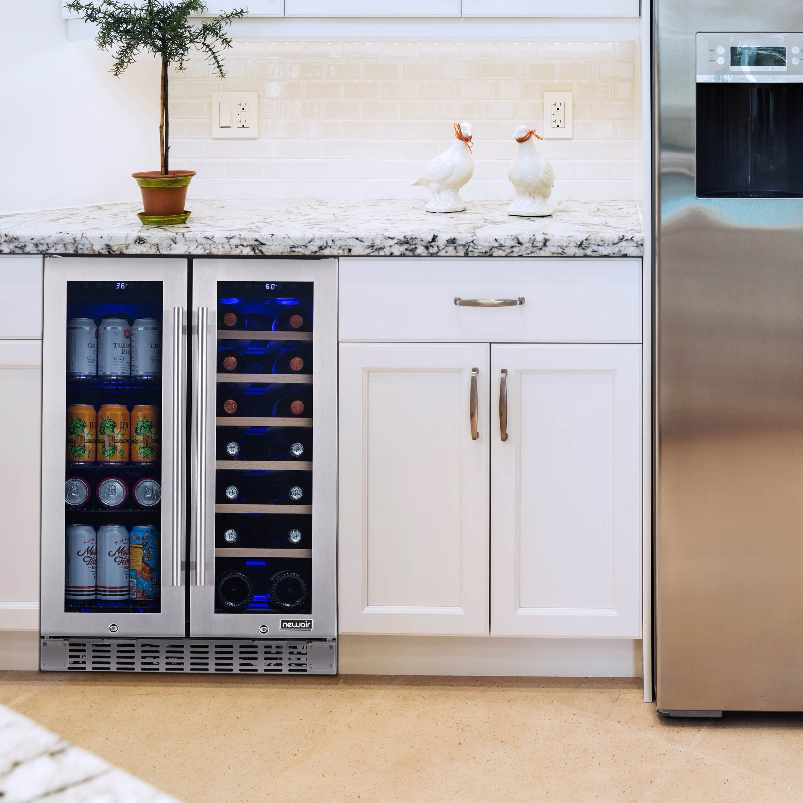 NewAir 24” Built-In 58-Can Dual Zone Beverage Fridge NWB080SS00