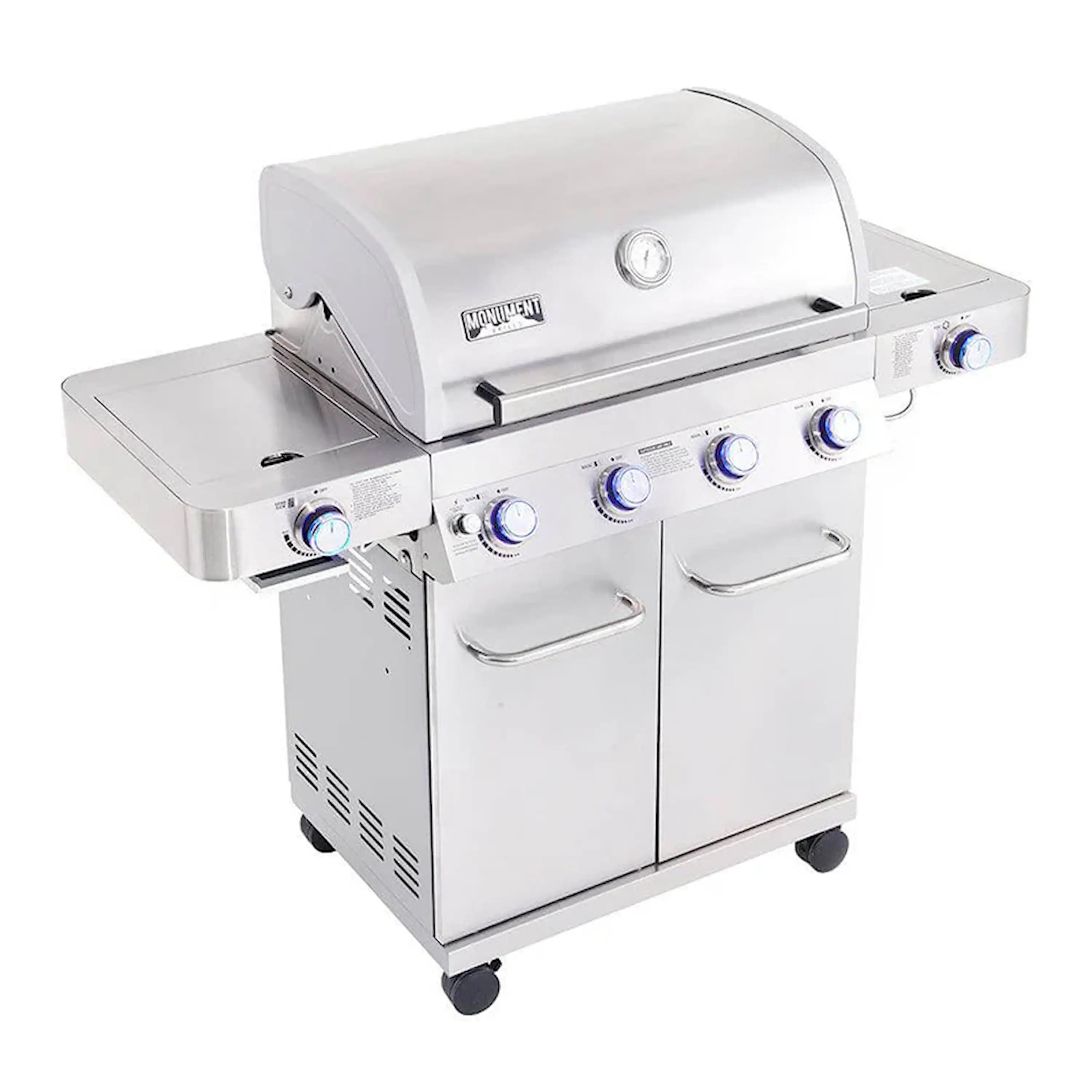 Monument Grills Classic 24367 Infrared Propane Gas Grill in Stainless Steel with 4 Burners & 2 Side Burners