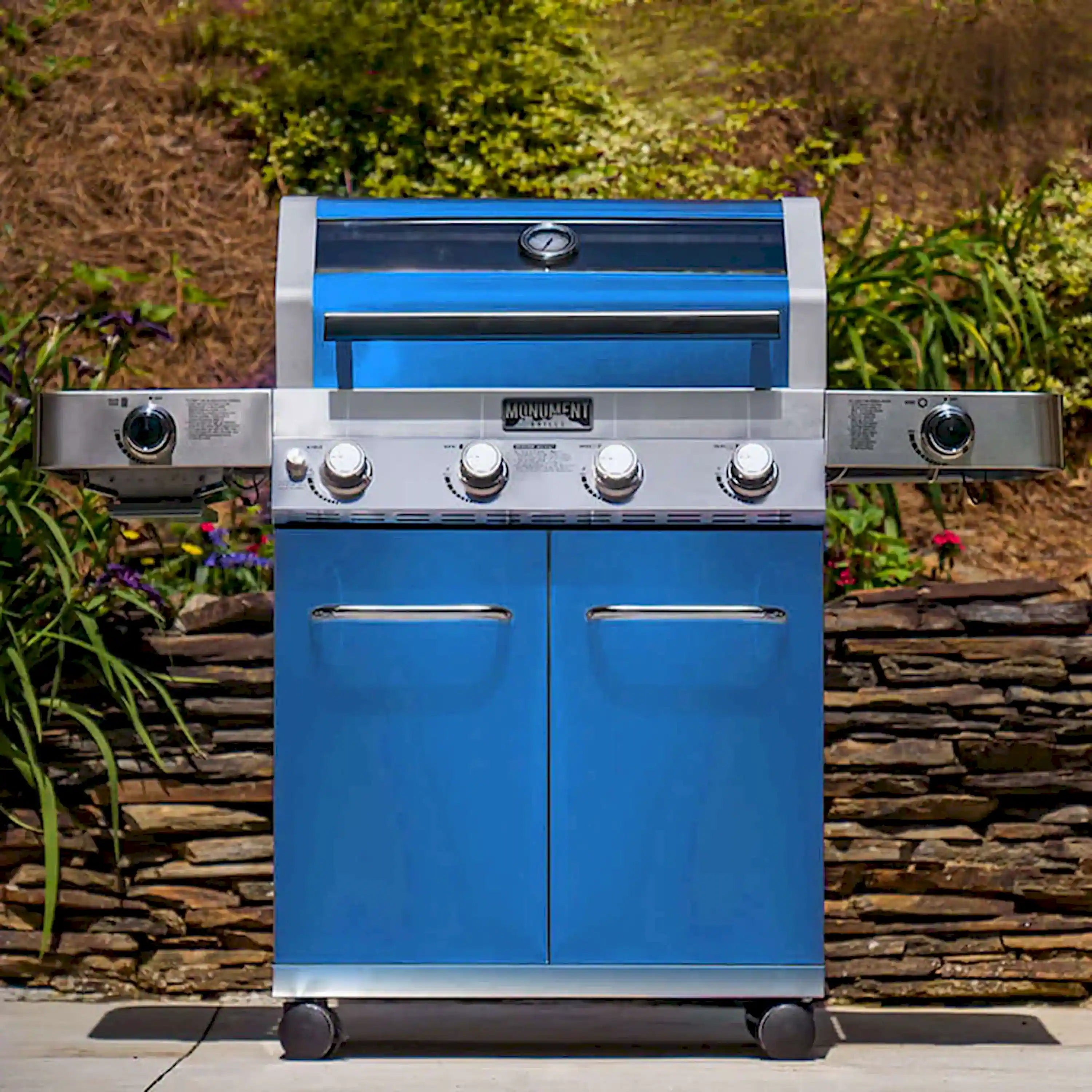 Monument Grills Classic 35633B Infrared Propane Gas Grill in Blue with 4 Burners