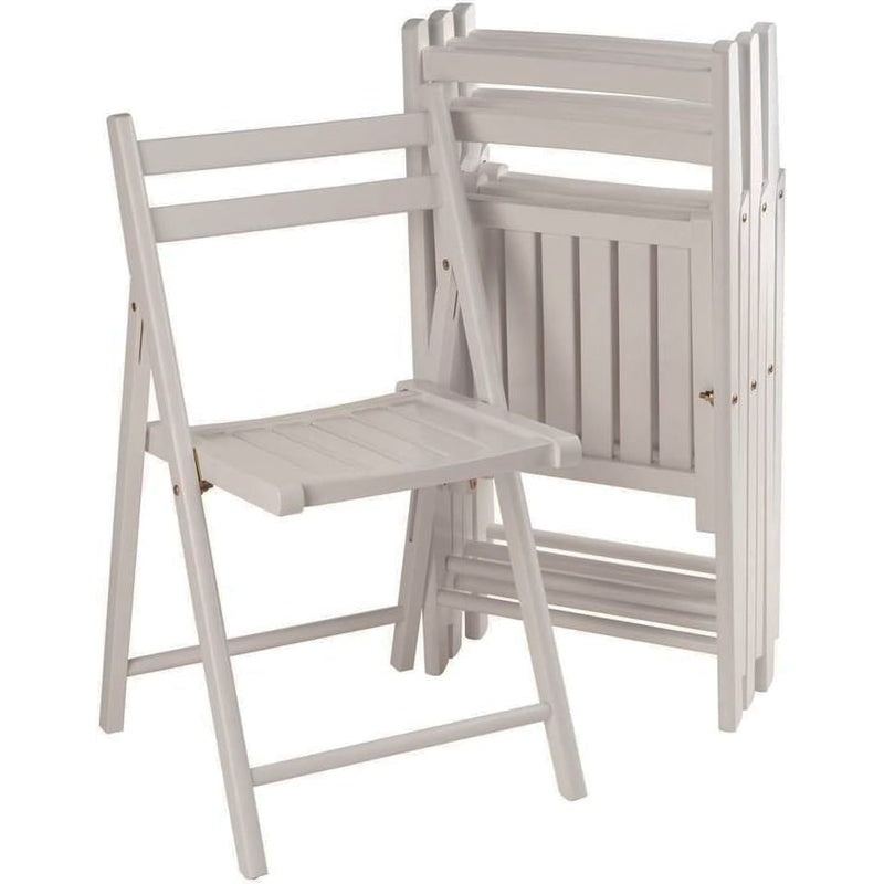 Set of 4 Foldable Wooden Game Chairs – Compact White Folding Seating for Tables and Events