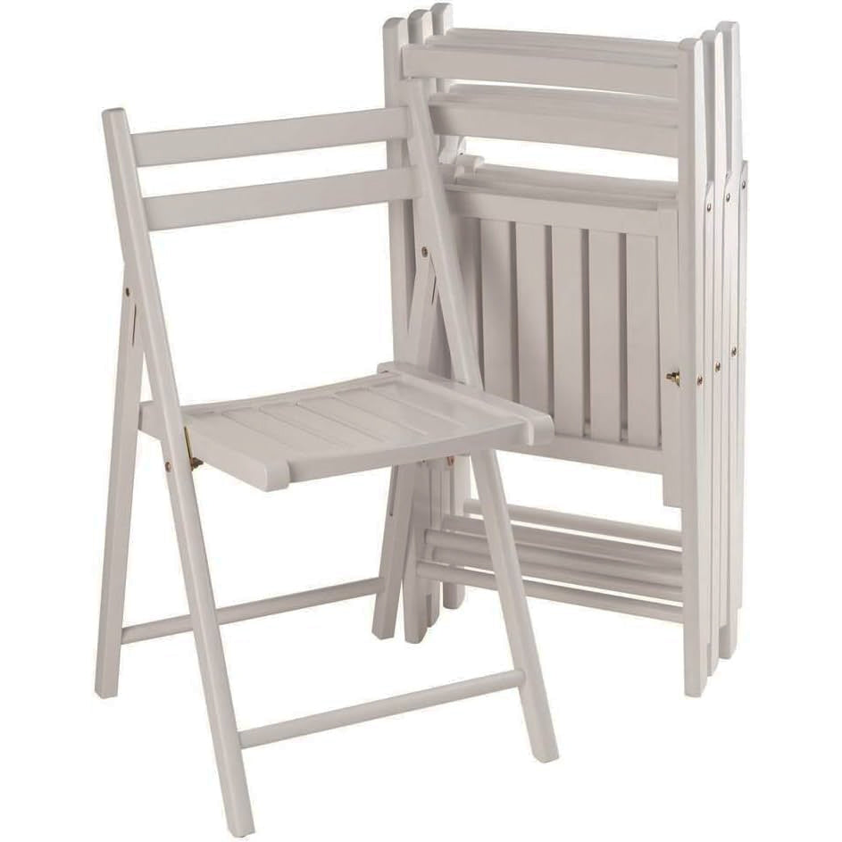 Set of 4 Foldable Wooden Game Chairs – Compact White Folding Seating for Tables and Events