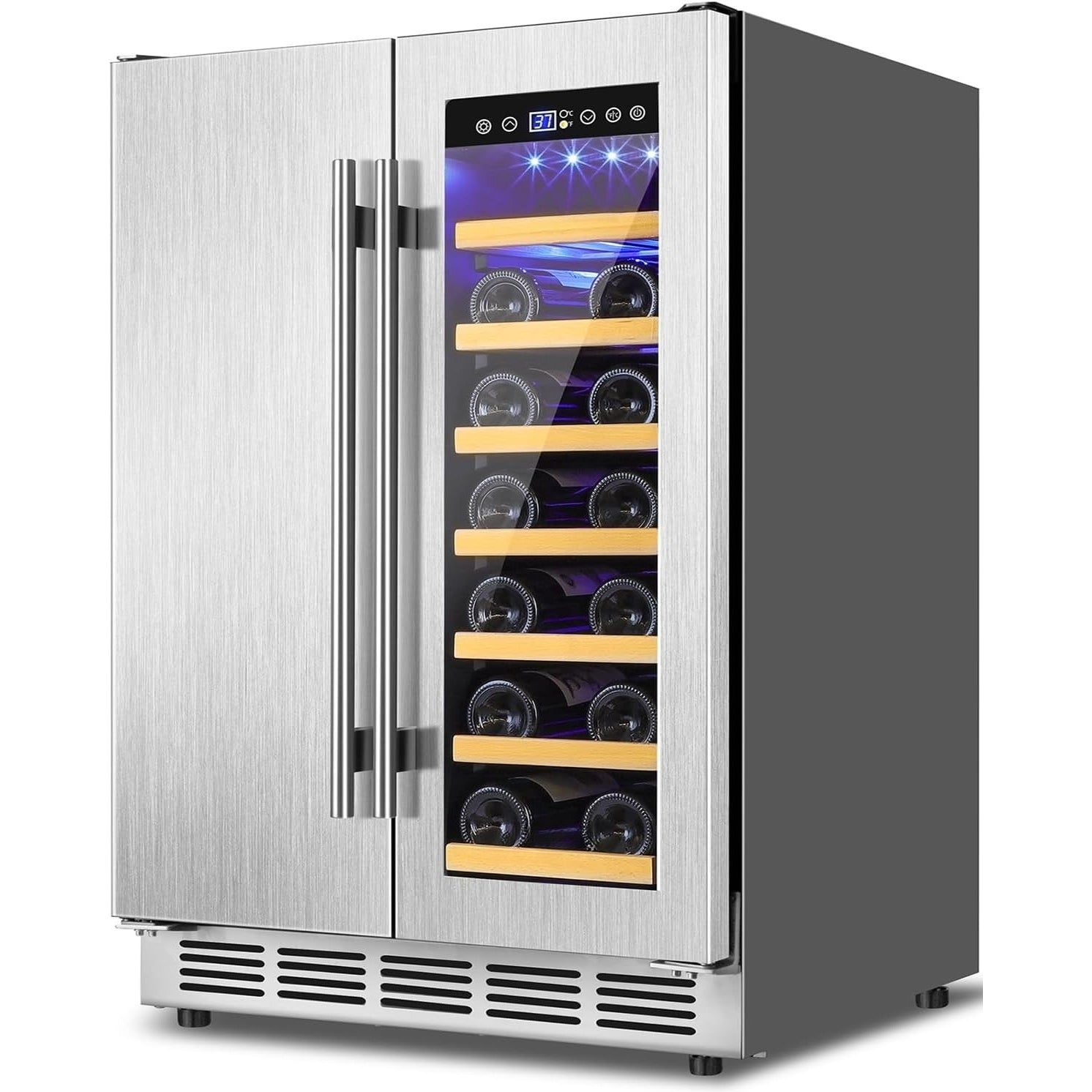 24" Dual Zone Wine and Beverage Refrigerator – Built-In or Freestanding Stainless Steel Cooler
