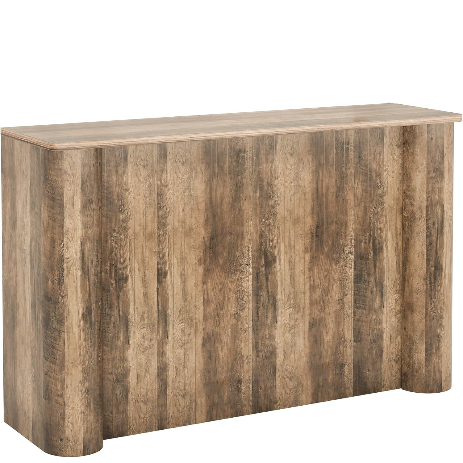 63-Inch Home Bar Table with Storage Shelves – Rustic Brown Mini Bar Cabinet for Kitchen or Dining Room