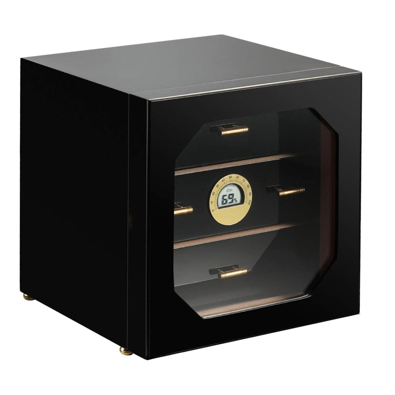 Cedar Cigar Humidor Cabinet with Digital Hygrometer – Holds 100 Cigars, Desktop Display Box