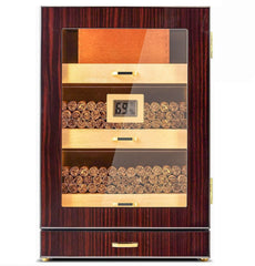 Image of Cedar Cigar Humidor Cabinet with LED Light, Drawers, and Digital Hygrometer – Holds 150 Cigars