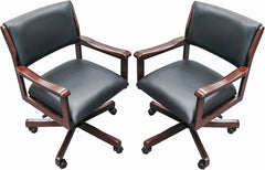 Set of 2 Rocker Swivel Game Chairs with Adjustable Height – Chestnut Wood Frame and Padded Seats