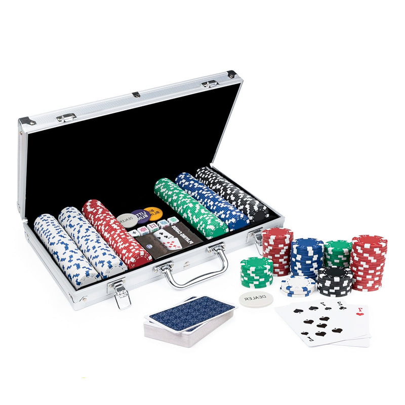 300-Piece Poker Set with Aluminum Carrying Case – Casino Game Kit with Chips, Cards, and Dice