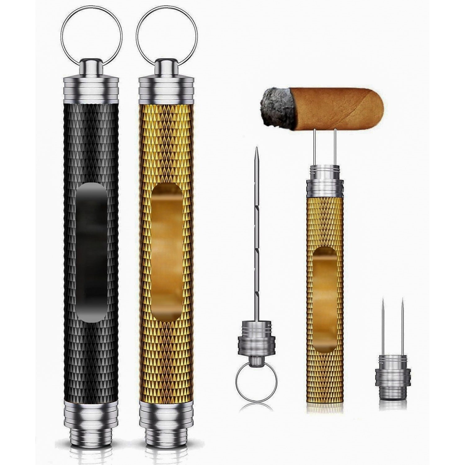 2-Pack Cigar Draw Enhancer Tool and Nubber – 2-in-1 Portable Cigar Poker Keychain