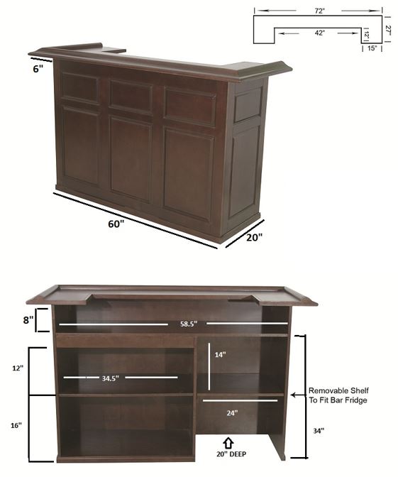 RAM Game Room DBAR72 - 72" English Pub Style Bar