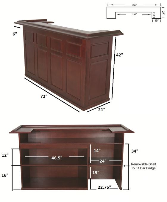 RAM Game Room DBAR84 - 84" English Pub Style Bar