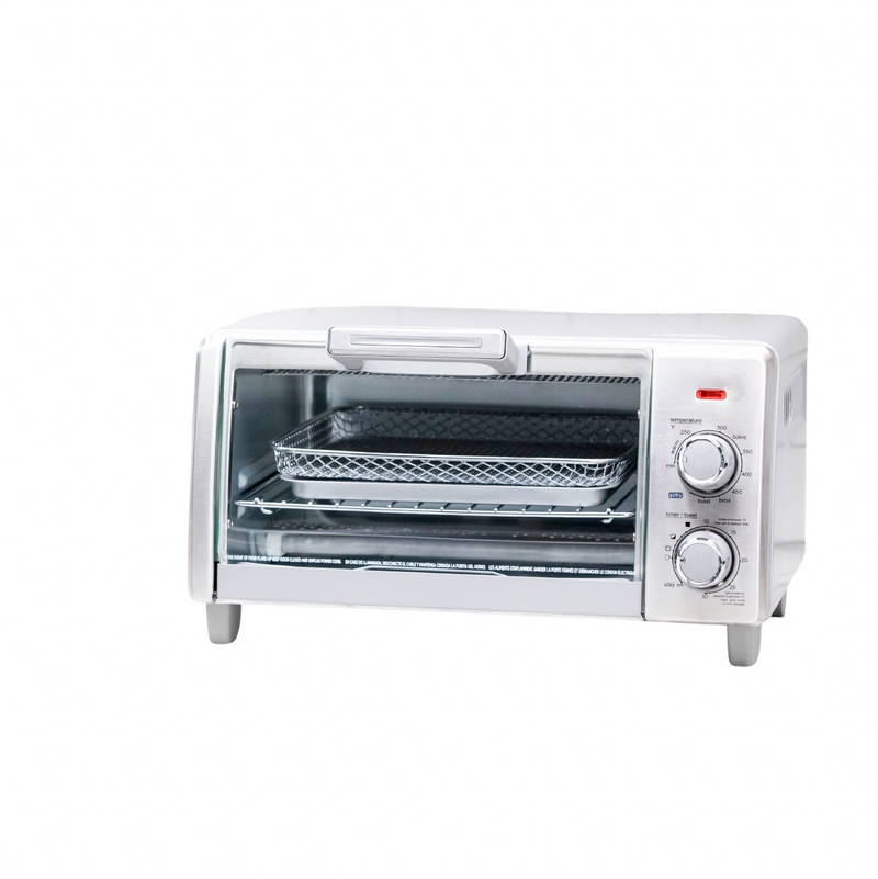 5-in-1 Air Fry Toaster Oven, Countertop Convection Oven, 4-Slice Compact Stainless Steel