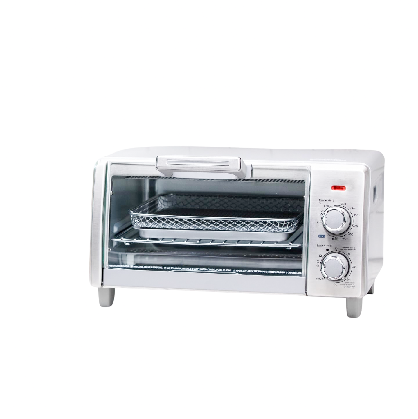 5-in-1 Air Fry Toaster Oven, Countertop Convection Oven, 4-Slice Compact Stainless Steel