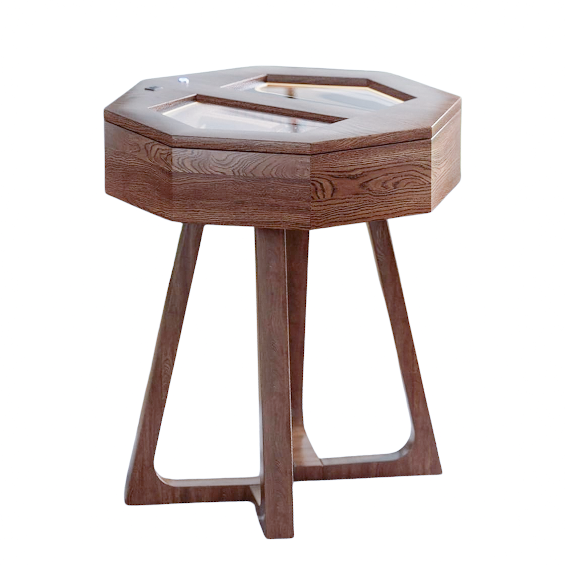 Solid Wood Cigar Side Table with LED Light, Hygrometer, and Storage Drawers – Holds 200 Cigars