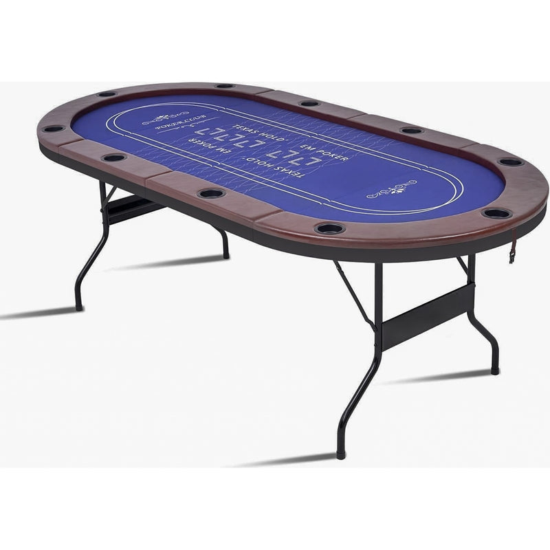 Foldable 10-Player Poker Table – 84" Casino Card Table with Cup Holders and Padded Rails