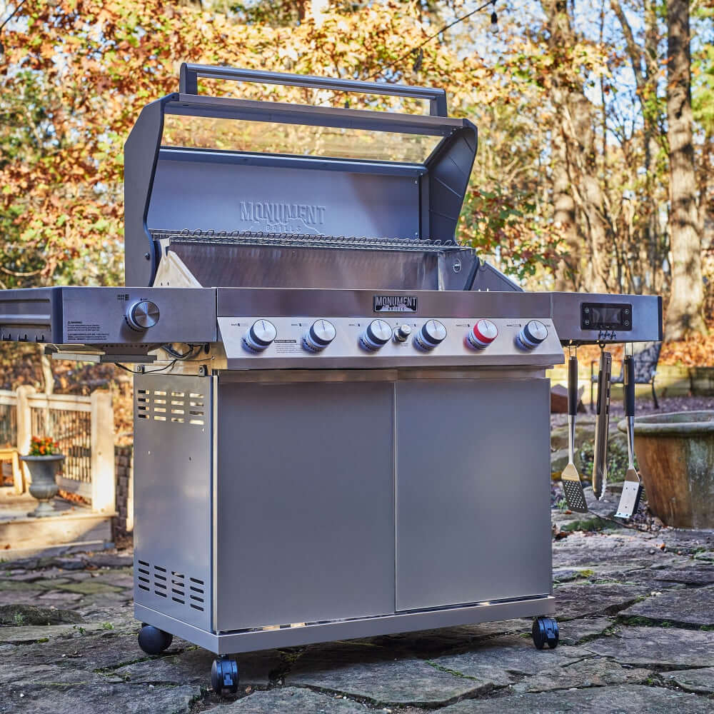 Monument Grills Denali 605Pro Smart Tech Propane Gas Grill in Stainless Steel with 6 Burners & Grill Cover