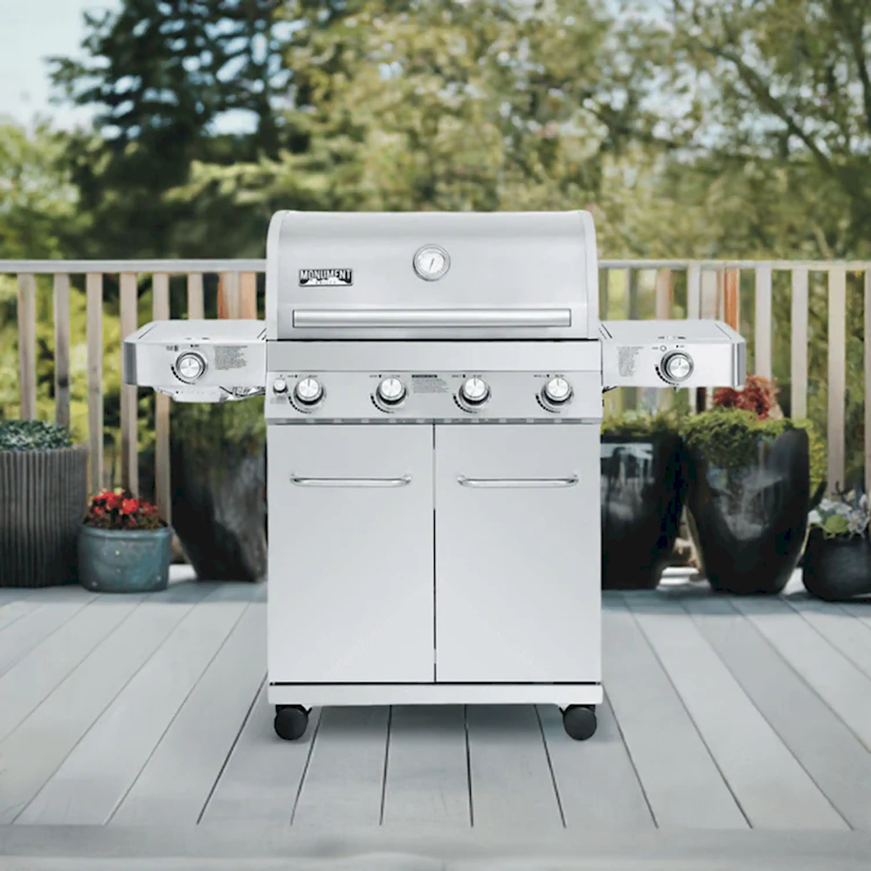 Monument Grills Classic 24367 Infrared Propane Gas Grill in Stainless Steel with 4 Burners & 2 Side Burners