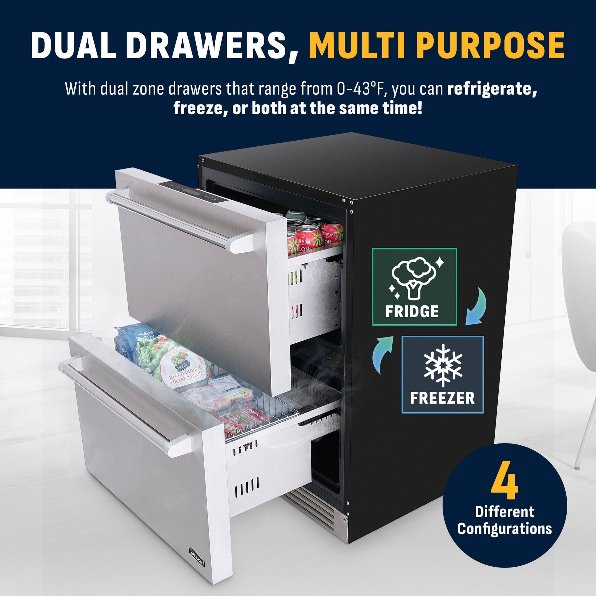 NewAir 24" Undercounter Dual Zone Freezer & Refrigerator
