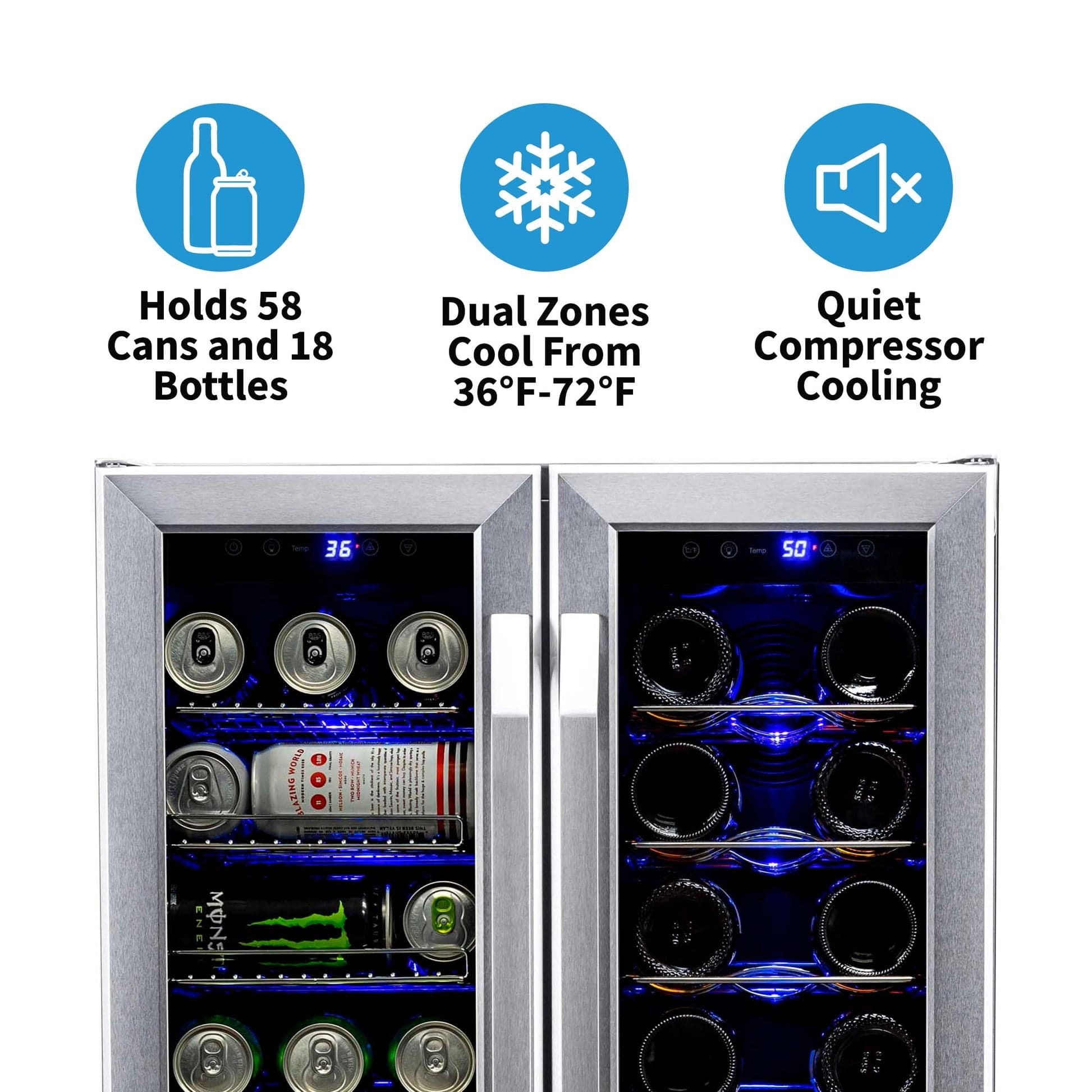 NewAir 58-Can Stainless Steel Beverage Fridge AWB-360DB