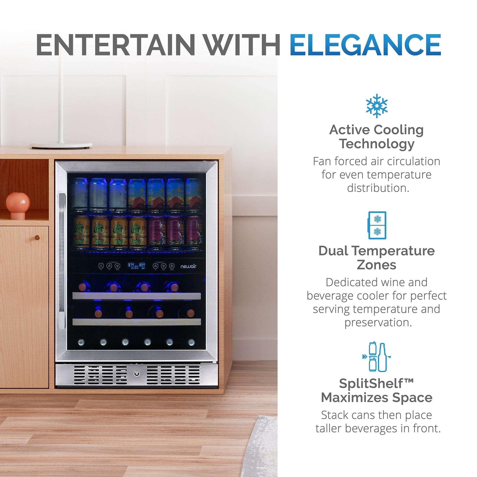 NewAir 70-Can Built-In Dual Zone Beverage Fridge AWB-400DB