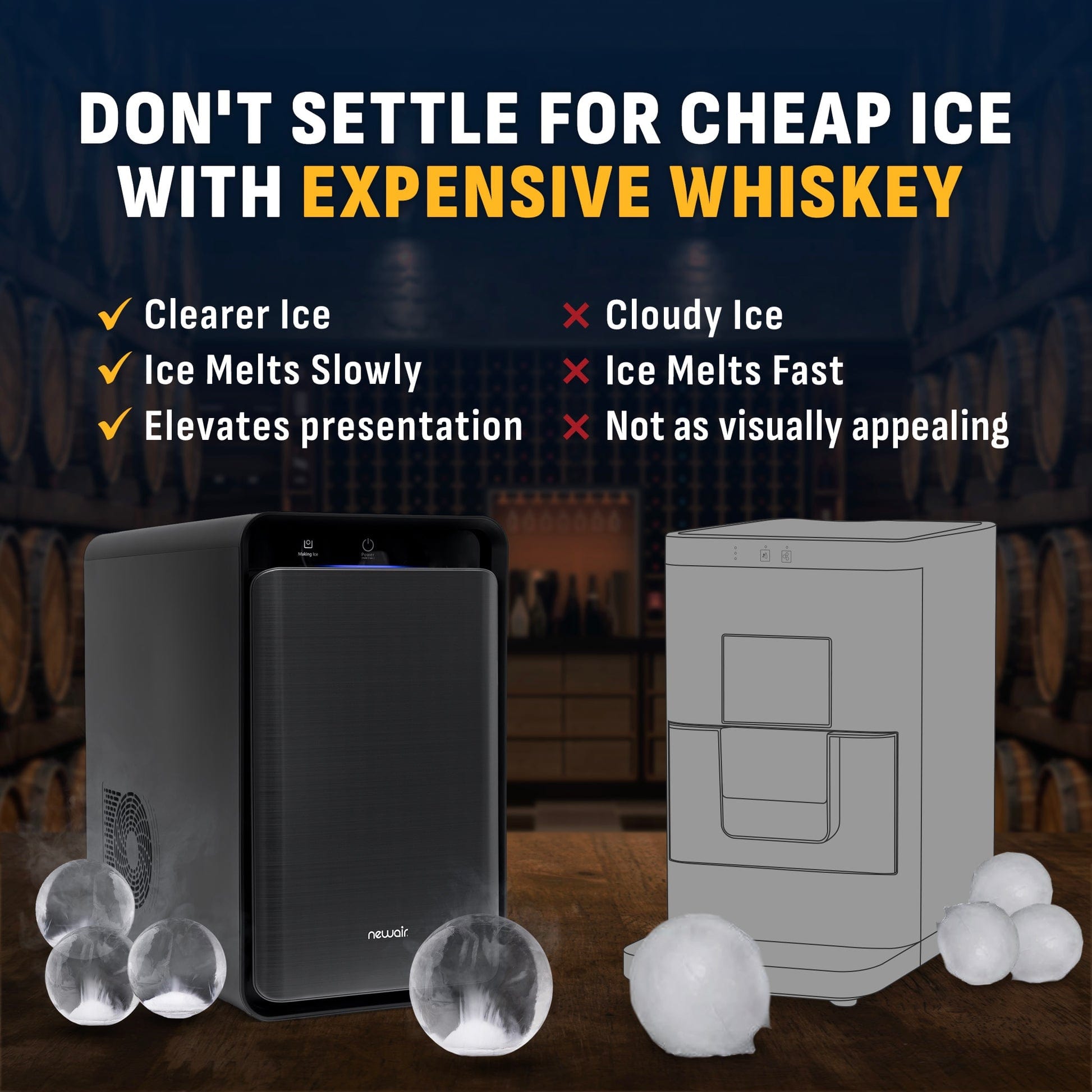 NewAir Countertop Whiskey Ice Ball Maker NIM005BSW0
